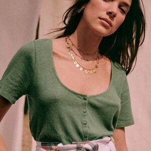 SEZANE MILO TSHIRT IN GREEN TOP